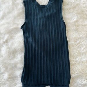 Theory Ribbed Tank Top - Dark Teal